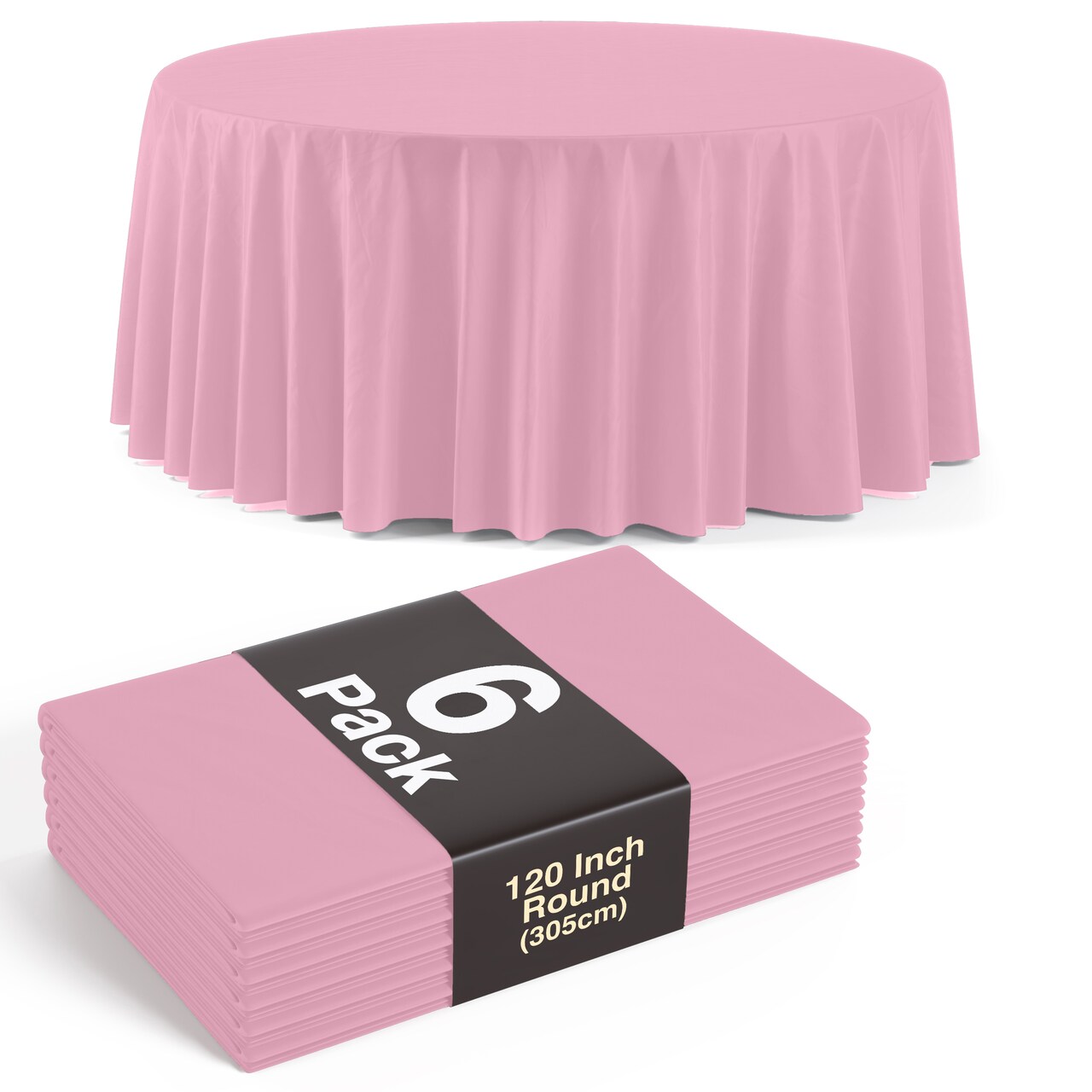 Bulk Pack Plastic Table Cloth - 120 Inch Round Disposable Tablecloth for Parties - Round Tablecloth - Disposable Table Cloths for Parties-Exquisite Party Solids